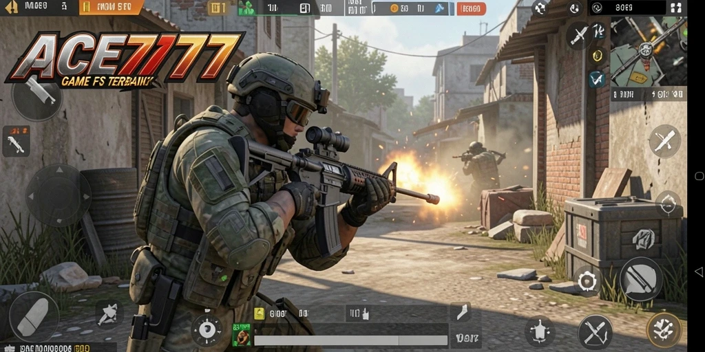 Tampilan aksi seru dalam gameplay FPS ACE777.
