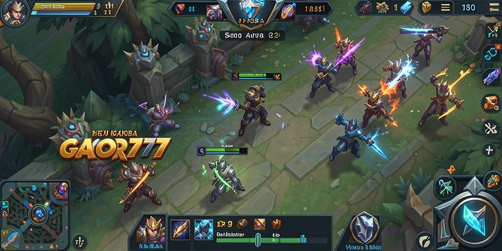 Tampilan gameplay seru di dalam GACOR777 yang penuh aksi MOBA.