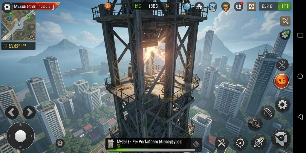Menara pertahanan beraksi di tengah pertempuran seru.