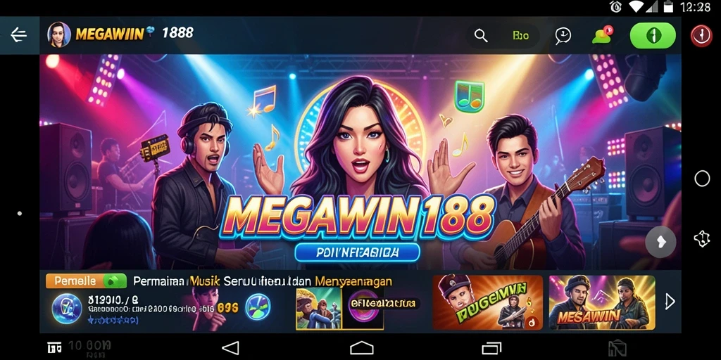Tampilan menarik dari gameplay MEGAWIN188 dengan lagu-lagu seru.