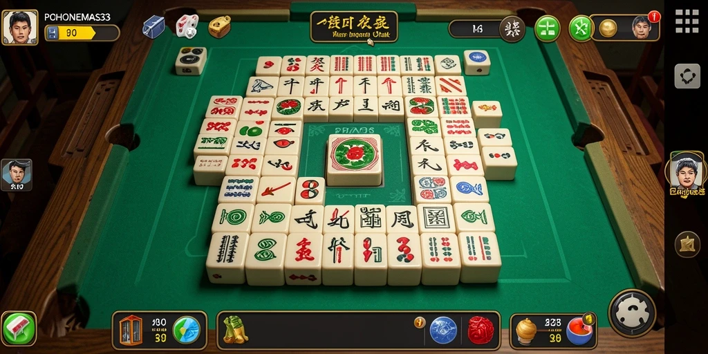 Screenshot gameplay POHONEMAS33 yang menampilkan momen permainan Mahjong.