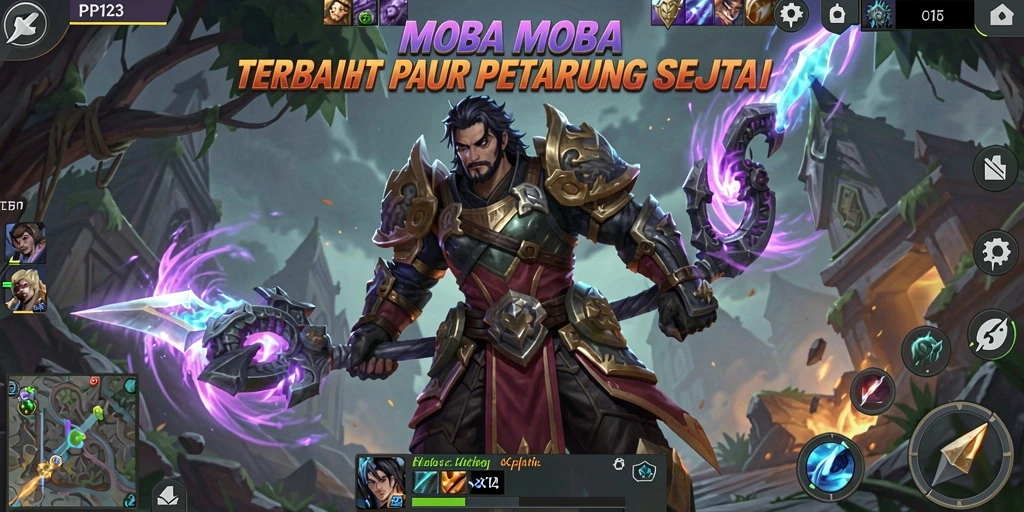 Gambaran gameplay seru di PP123 dengan karakter MOBA.