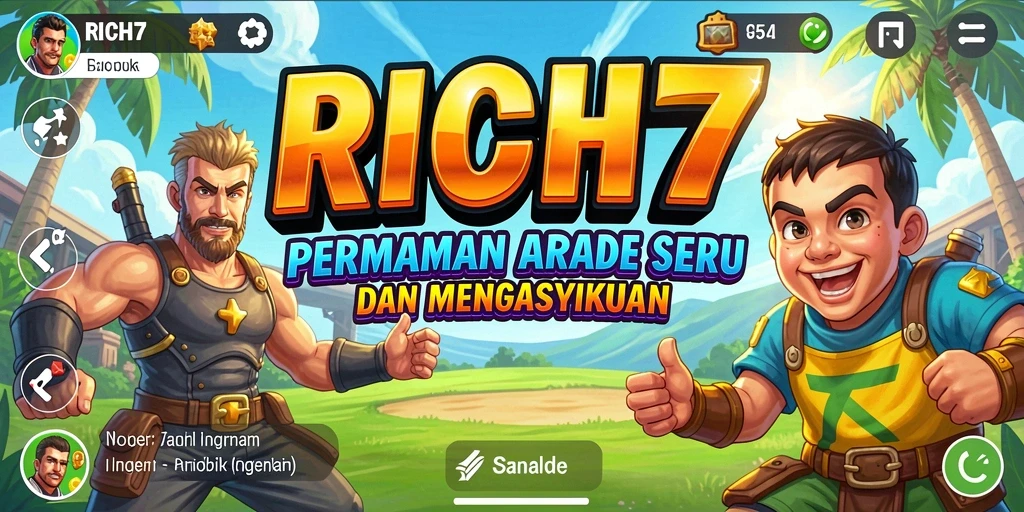 Tangkapan layar gameplay RICH7 dengan aksi seru di level arcade.